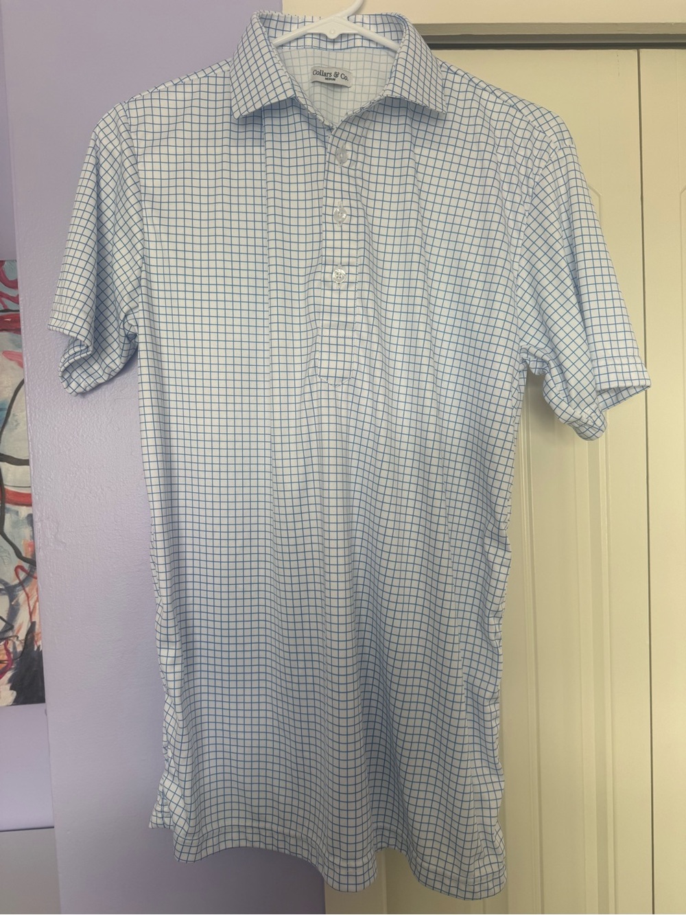 Collars & Co. New (without tags) Men's Light Blue Windowpane Button-Down Shirt